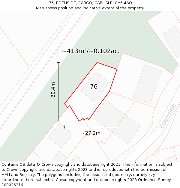 76, EDENSIDE, CARGO, CARLISLE, CA6 4AQ: Plot and title map