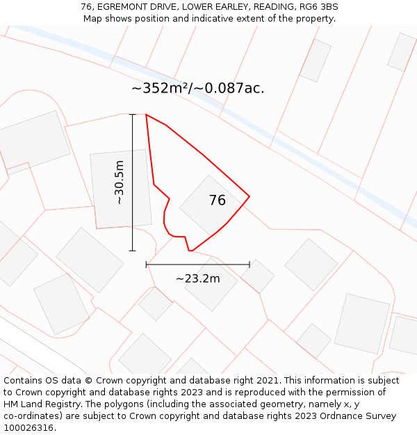 76, EGREMONT DRIVE, LOWER EARLEY, READING, RG6 3BS: Plot and title map