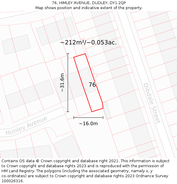 76, HIMLEY AVENUE, DUDLEY, DY1 2QP: Plot and title map
