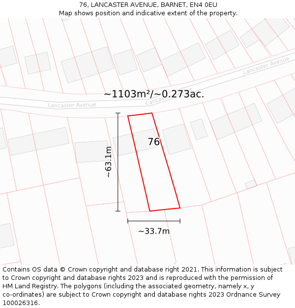76, LANCASTER AVENUE, BARNET, EN4 0EU: Plot and title map
