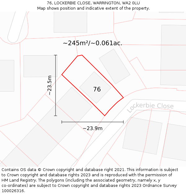 76, LOCKERBIE CLOSE, WARRINGTON, WA2 0LU: Plot and title map