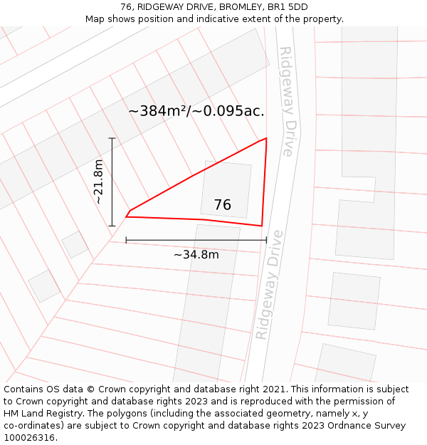 76, RIDGEWAY DRIVE, BROMLEY, BR1 5DD: Plot and title map