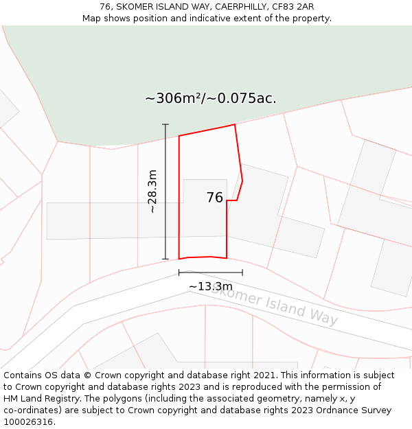 76, SKOMER ISLAND WAY, CAERPHILLY, CF83 2AR: Plot and title map