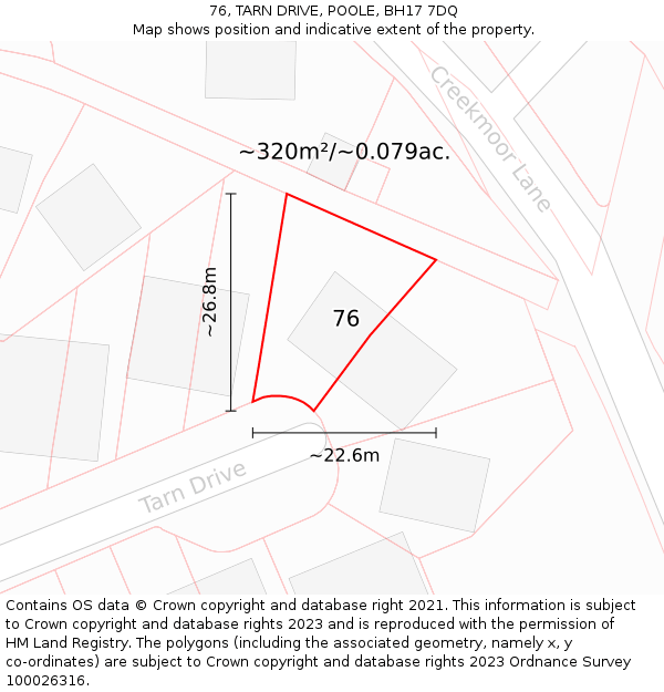 76, TARN DRIVE, POOLE, BH17 7DQ: Plot and title map