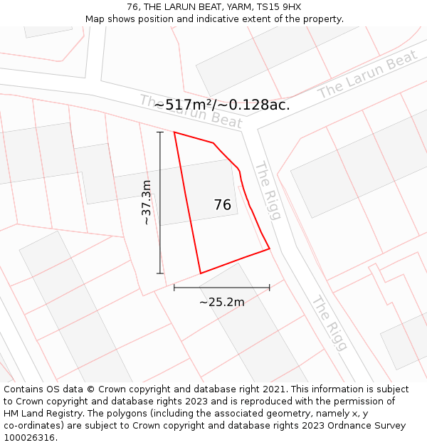 76, THE LARUN BEAT, YARM, TS15 9HX: Plot and title map