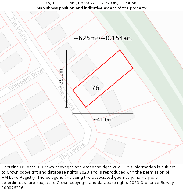 76, THE LOOMS, PARKGATE, NESTON, CH64 6RF: Plot and title map