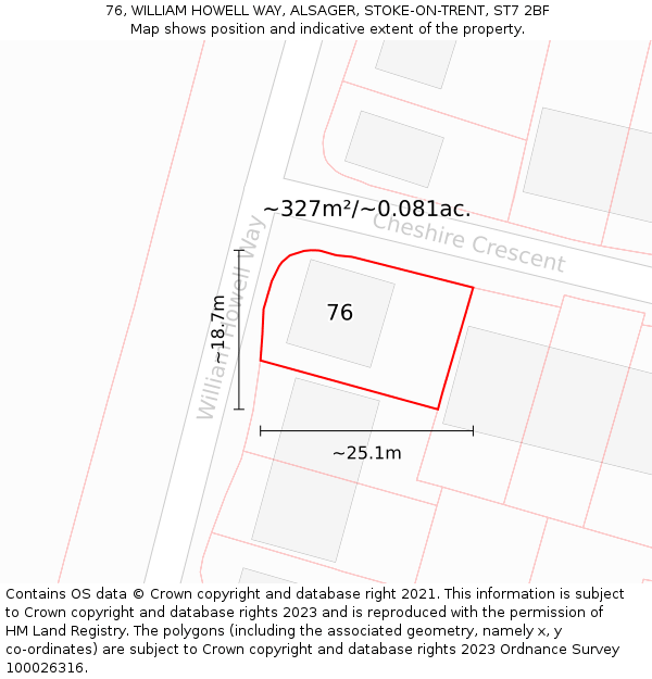 76, WILLIAM HOWELL WAY, ALSAGER, STOKE-ON-TRENT, ST7 2BF: Plot and title map