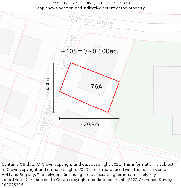 76A, HIGH ASH DRIVE, LEEDS, LS17 8RB: Plot and title map