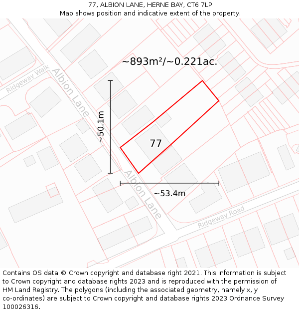 77, ALBION LANE, HERNE BAY, CT6 7LP: Plot and title map
