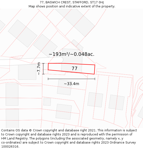 77, BASWICH CREST, STAFFORD, ST17 0HJ: Plot and title map