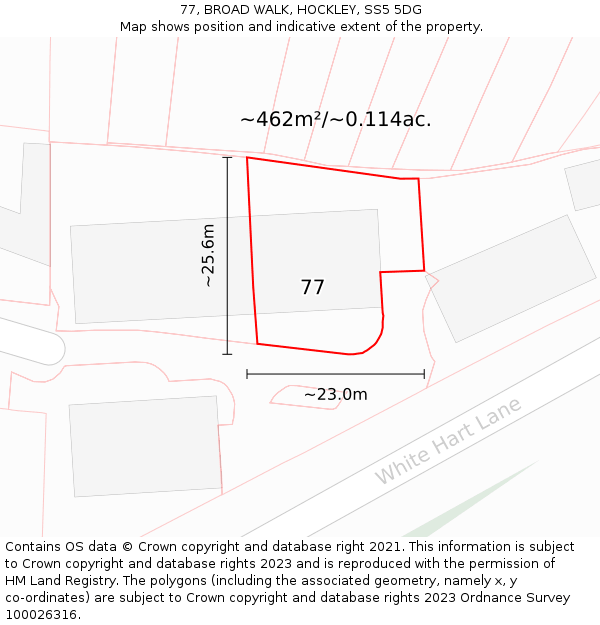 77, BROAD WALK, HOCKLEY, SS5 5DG: Plot and title map