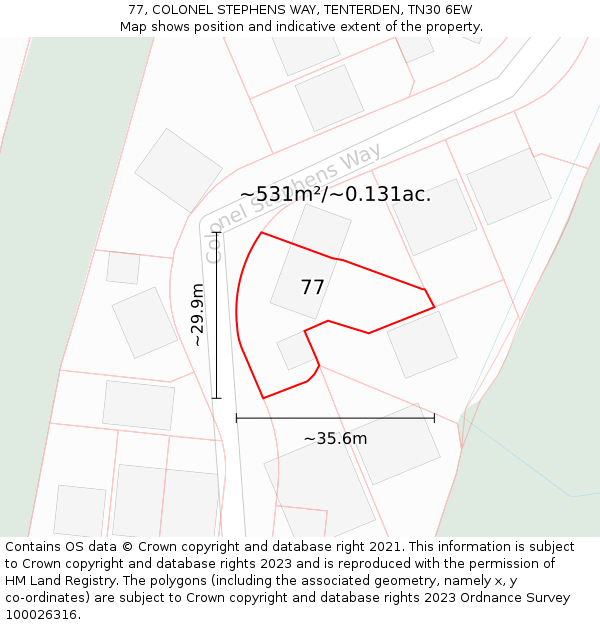 77, COLONEL STEPHENS WAY, TENTERDEN, TN30 6EW: Plot and title map
