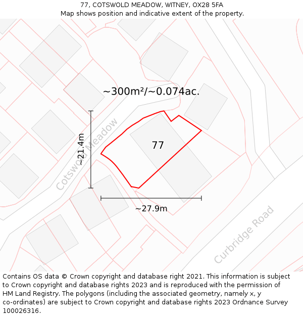 77, COTSWOLD MEADOW, WITNEY, OX28 5FA: Plot and title map