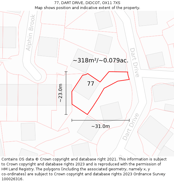 77, DART DRIVE, DIDCOT, OX11 7XS: Plot and title map