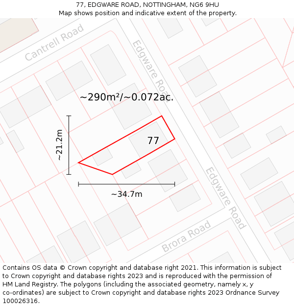 77, EDGWARE ROAD, NOTTINGHAM, NG6 9HU: Plot and title map