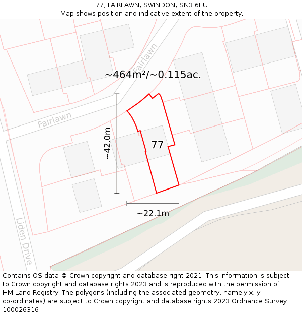 77, FAIRLAWN, SWINDON, SN3 6EU: Plot and title map