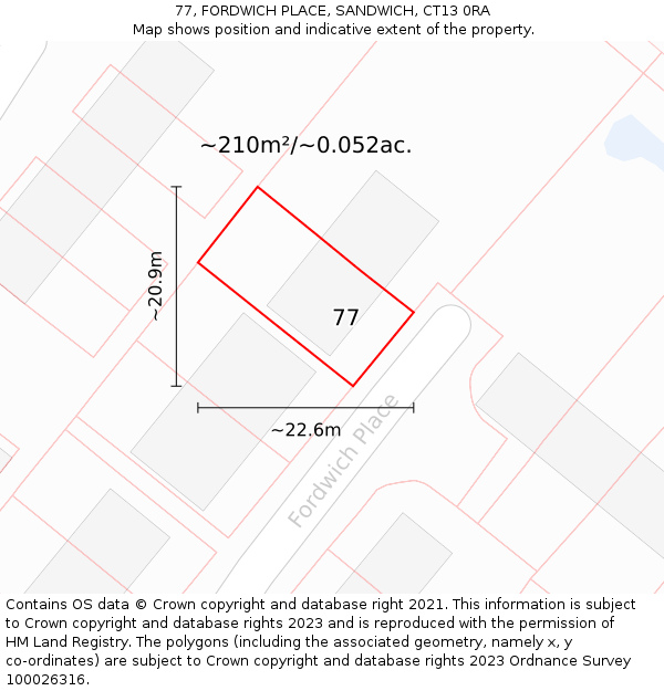 77, FORDWICH PLACE, SANDWICH, CT13 0RA: Plot and title map