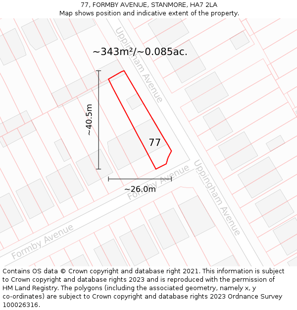 77, FORMBY AVENUE, STANMORE, HA7 2LA: Plot and title map