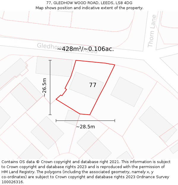 77, GLEDHOW WOOD ROAD, LEEDS, LS8 4DG: Plot and title map
