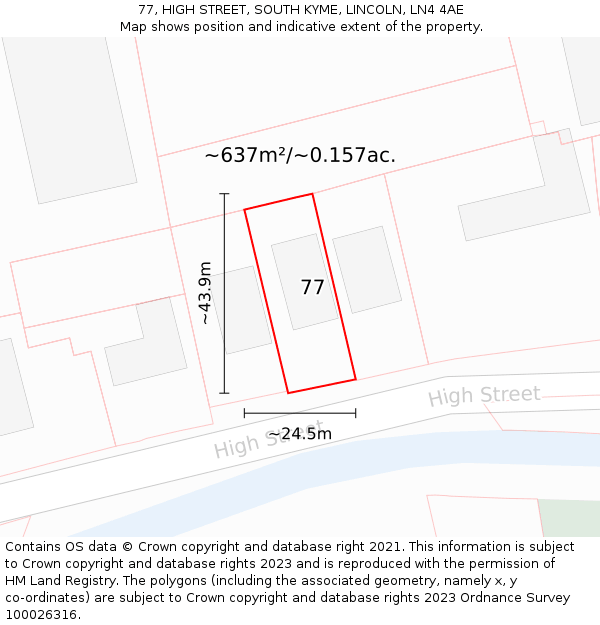 77, HIGH STREET, SOUTH KYME, LINCOLN, LN4 4AE: Plot and title map