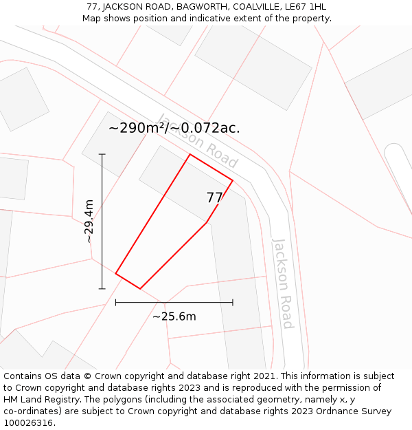 77, JACKSON ROAD, BAGWORTH, COALVILLE, LE67 1HL: Plot and title map