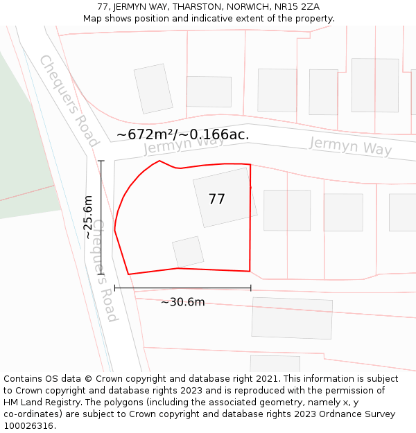 77, JERMYN WAY, THARSTON, NORWICH, NR15 2ZA: Plot and title map