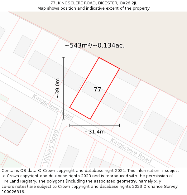 77, KINGSCLERE ROAD, BICESTER, OX26 2JL: Plot and title map