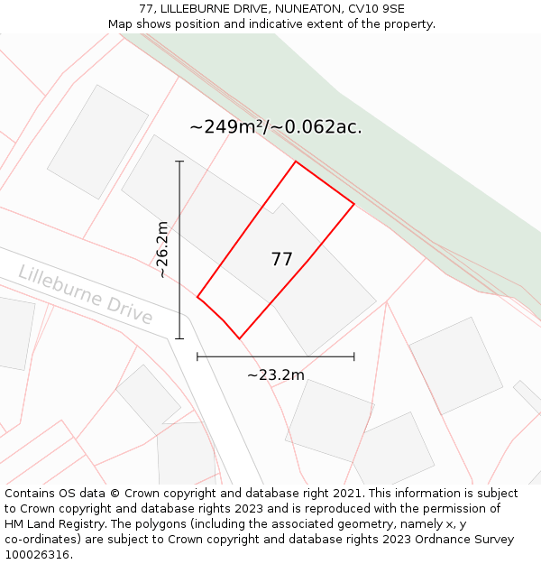 77, LILLEBURNE DRIVE, NUNEATON, CV10 9SE: Plot and title map