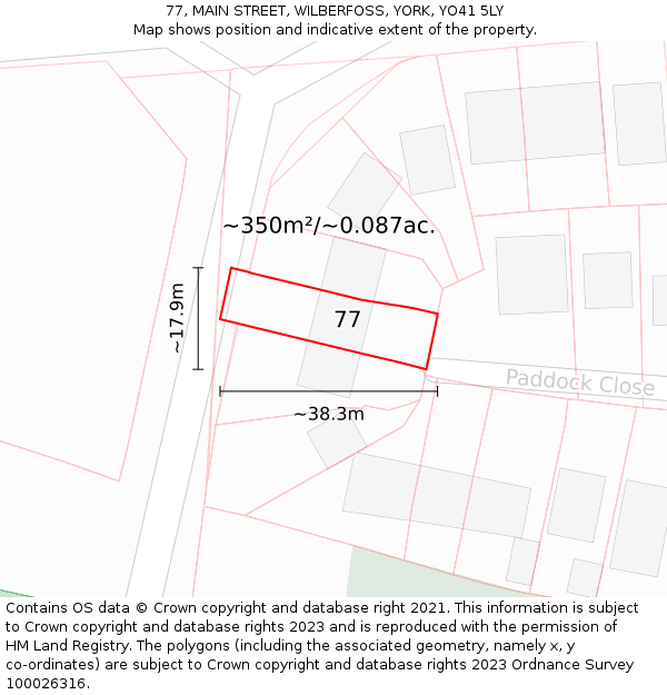 77, MAIN STREET, WILBERFOSS, YORK, YO41 5LY: Plot and title map