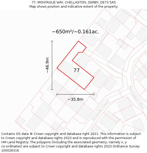 77, MONTAGUE WAY, CHELLASTON, DERBY, DE73 5AS: Plot and title map