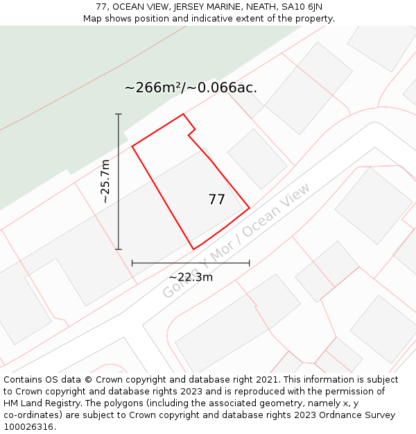 77, OCEAN VIEW, JERSEY MARINE, NEATH, SA10 6JN: Plot and title map