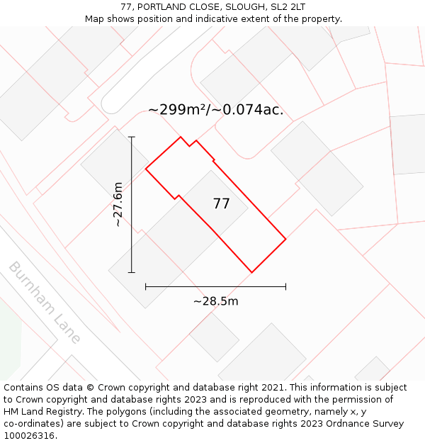 77, PORTLAND CLOSE, SLOUGH, SL2 2LT: Plot and title map