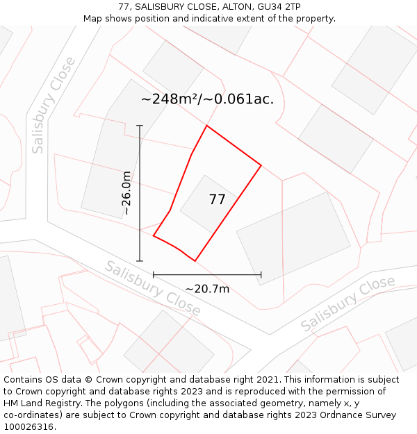 77, SALISBURY CLOSE, ALTON, GU34 2TP: Plot and title map