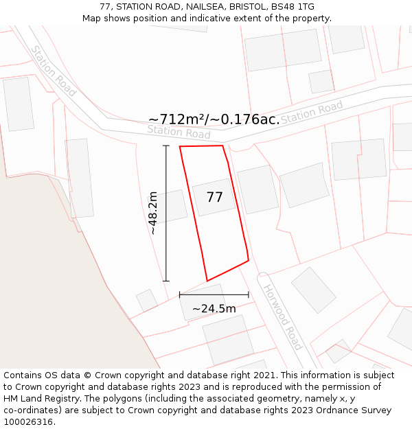 77, STATION ROAD, NAILSEA, BRISTOL, BS48 1TG: Plot and title map