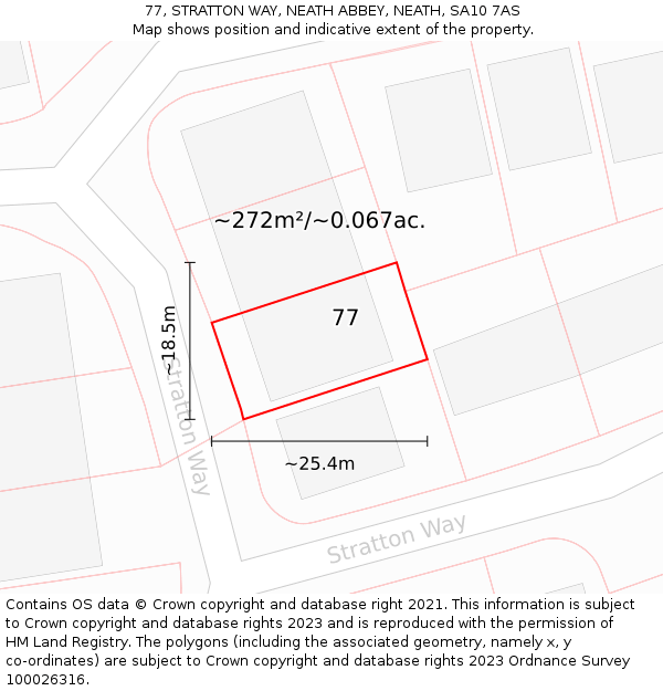 77, STRATTON WAY, NEATH ABBEY, NEATH, SA10 7AS: Plot and title map