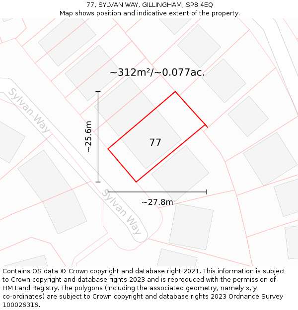 77, SYLVAN WAY, GILLINGHAM, SP8 4EQ: Plot and title map