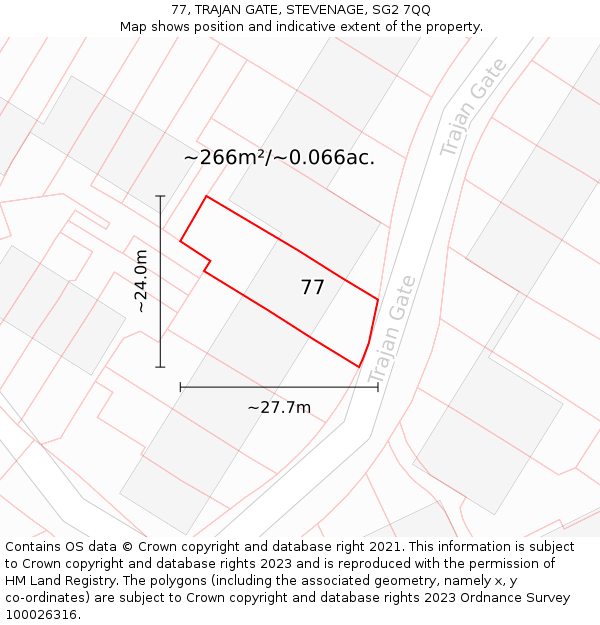 77, TRAJAN GATE, STEVENAGE, SG2 7QQ: Plot and title map