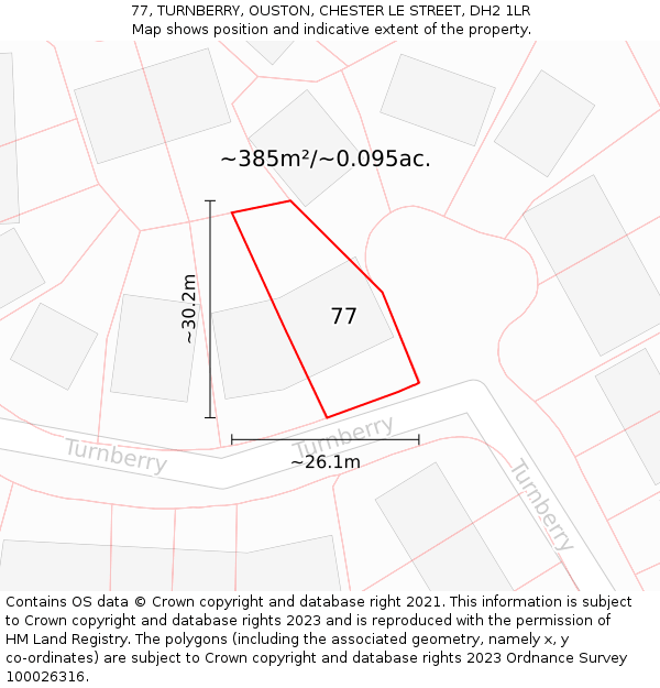 77, TURNBERRY, OUSTON, CHESTER LE STREET, DH2 1LR: Plot and title map