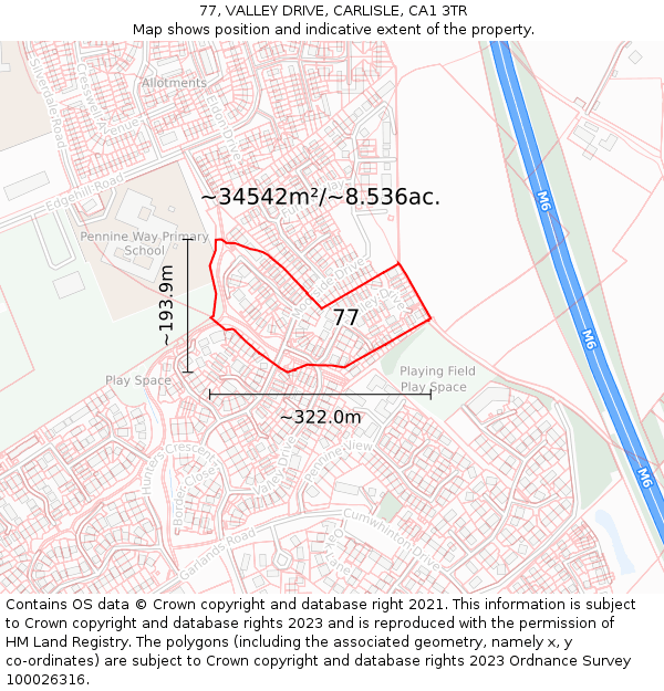 77, VALLEY DRIVE, CARLISLE, CA1 3TR: Plot and title map