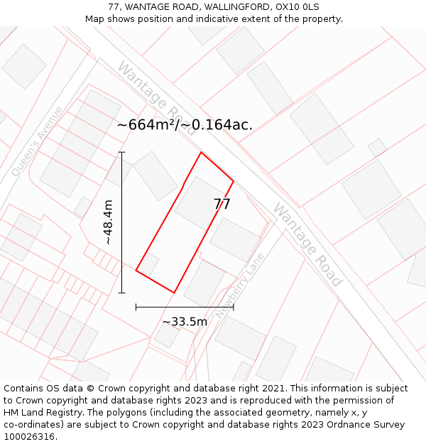 77, WANTAGE ROAD, WALLINGFORD, OX10 0LS: Plot and title map