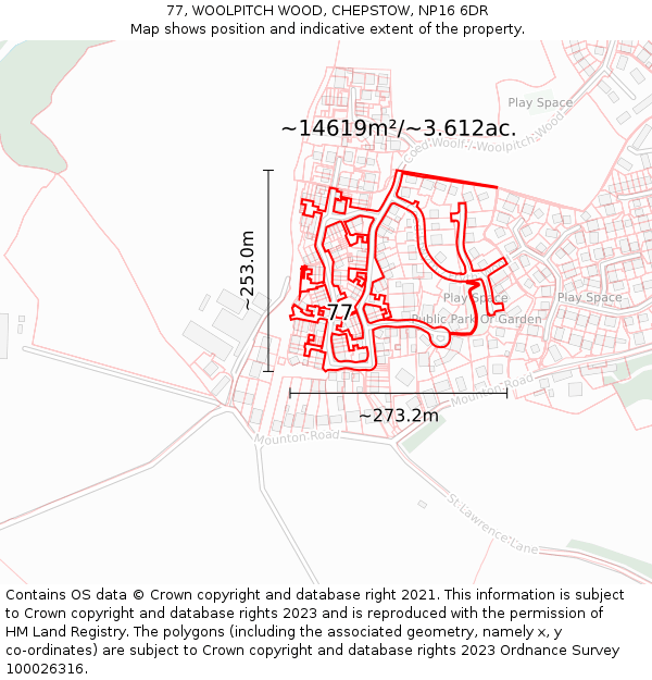 77, WOOLPITCH WOOD, CHEPSTOW, NP16 6DR: Plot and title map