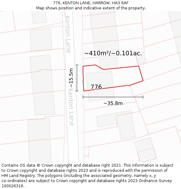 776, KENTON LANE, HARROW, HA3 6AF: Plot and title map