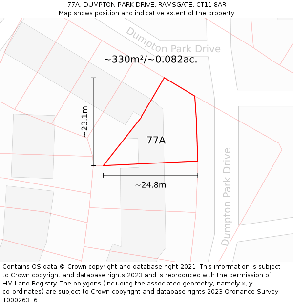 77A, DUMPTON PARK DRIVE, RAMSGATE, CT11 8AR: Plot and title map