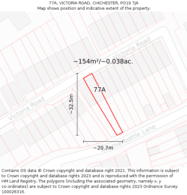 77A, VICTORIA ROAD, CHICHESTER, PO19 7JA: Plot and title map