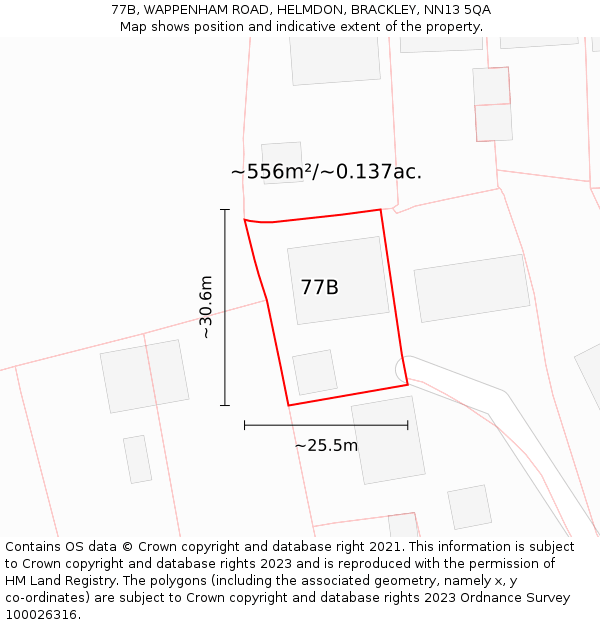 77B, WAPPENHAM ROAD, HELMDON, BRACKLEY, NN13 5QA: Plot and title map