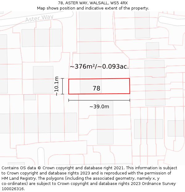 78, ASTER WAY, WALSALL, WS5 4RX: Plot and title map