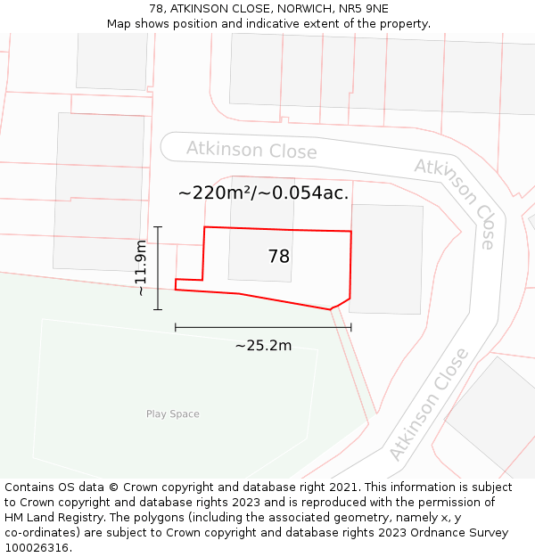 78, ATKINSON CLOSE, NORWICH, NR5 9NE: Plot and title map