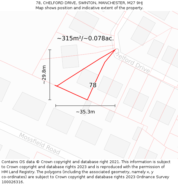 78, CHELFORD DRIVE, SWINTON, MANCHESTER, M27 9HJ: Plot and title map