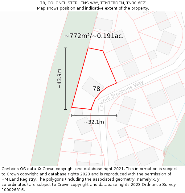78, COLONEL STEPHENS WAY, TENTERDEN, TN30 6EZ: Plot and title map
