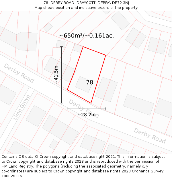 78, DERBY ROAD, DRAYCOTT, DERBY, DE72 3NJ: Plot and title map